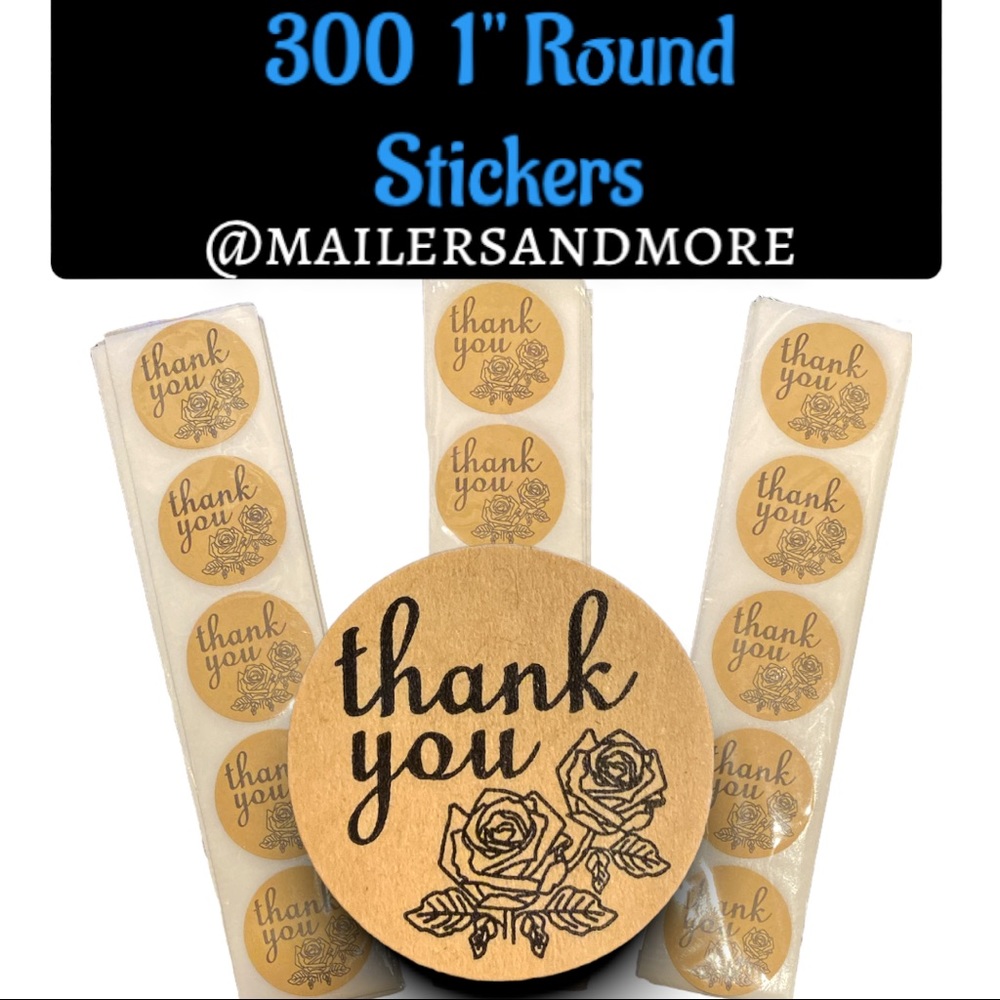 300 Pack of 1" Round Stickers, Kraft "Thank you" PRICE IS FIRM - Picture 1 of 2